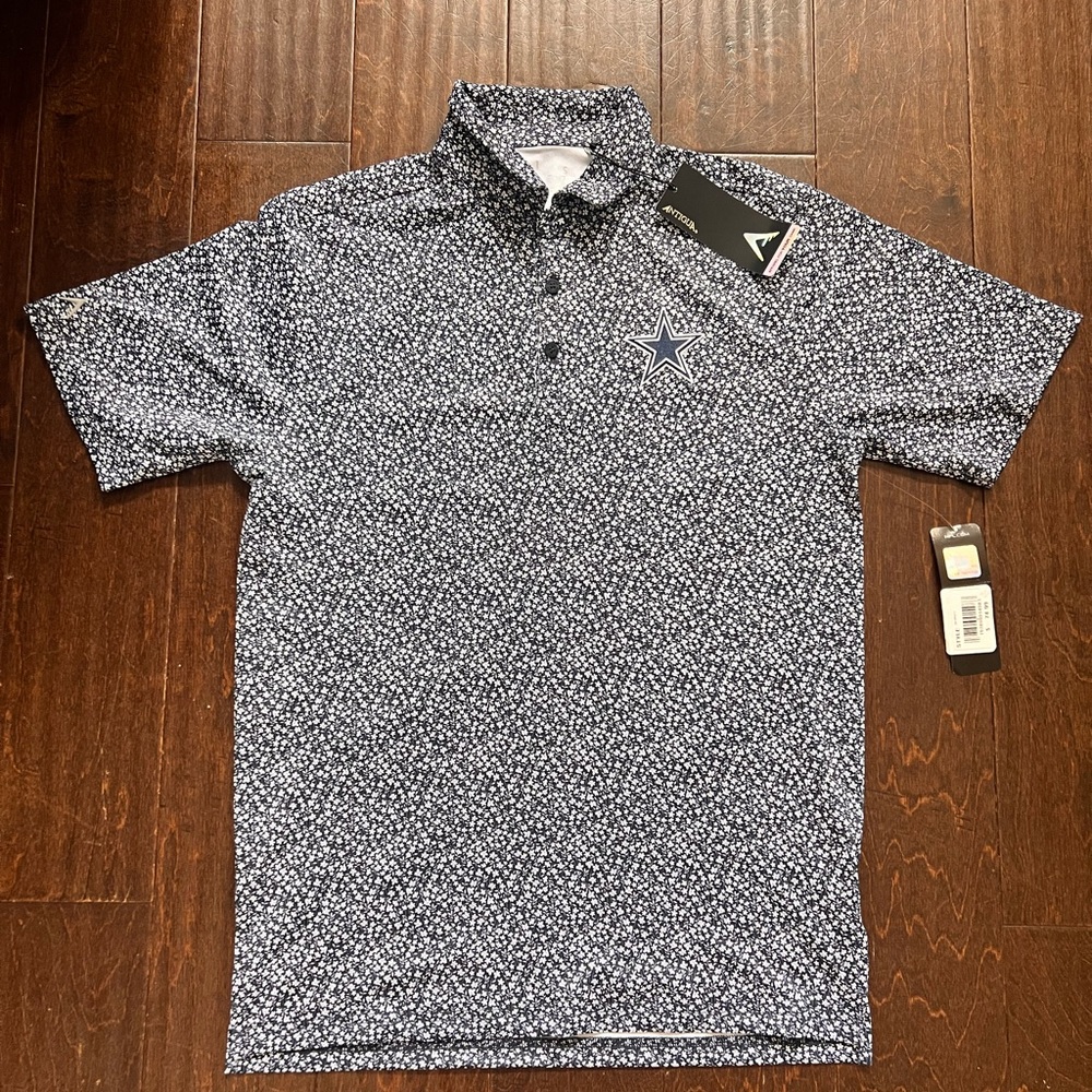 Antigua Blue and White Dallas Cowboy Polo Shirt Short Sleeve